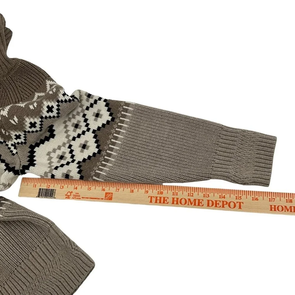 Alp N Rock Leighton Mock Neck Ski Sweater Coffee Brown Womens Large Fair Isle - Picture 10 of 10